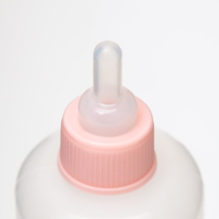 A bottle for feeding with a measured scale, 100 ml (nipple+funnel), pink-5