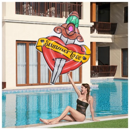 Summer Love Tattoo swimming mattress, 198 x 137 cm, 43265 Bestway-3