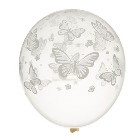 Latex ball 14 "Butterflies", set 25 pcs., Transparent