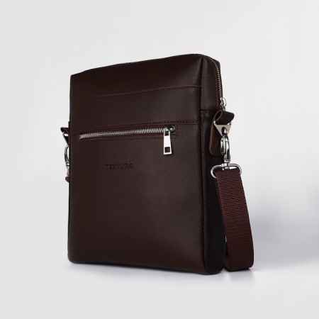 Men's bag over the shoulder, Textura, artificial leather, brown color-2