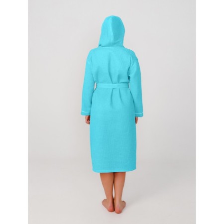 Women's robe with a hood, size 70, turquoise color-2