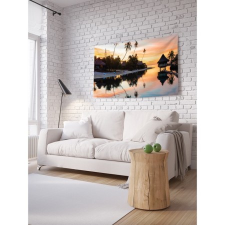 Decorative panel with photo printing "Azure village", horizontal, size 150x200 cm