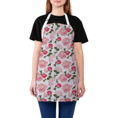 Apron of a kitchen with a photo print "Queen of Flowers", adjustable, size OS