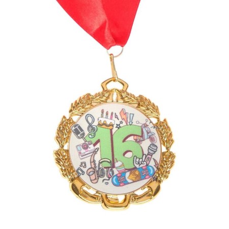 Jubilee medal with the belt "16 years", d = 70 mm