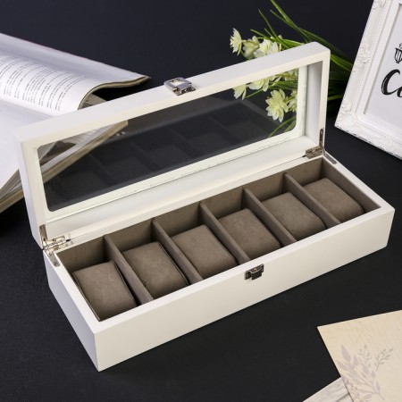 Casket wood for watch 6 departments "Style" white 12.7x8x33 cm-1