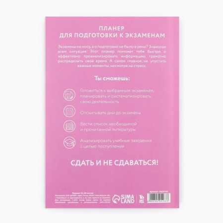Planning for preparation for exams, A5 60 liters. Soft cover "Pink"-9