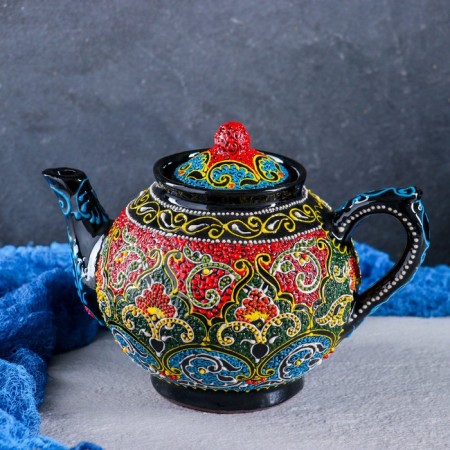Rishtan ceramics "Samarkand", 1 l, multi -colored mix-1