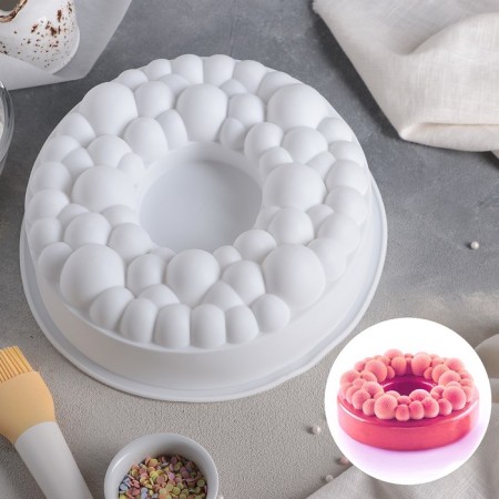 Form for mousse desserts and pastries are the “sea foam”, silicone, 24 × 8 cm, white color