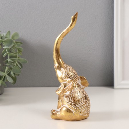 Souvenir Polystone "Elephant. Indian patterns" gold 7x6.5x19 cm-1