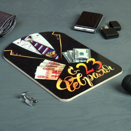 Dressing souvenir boat "from February 23, Money", 19.5 × 27.5 cm-1