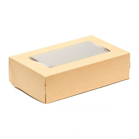 Packaging for products, craft with a window, 23 x 14 x 6 cm, 1.9 l, set 10 pcs.