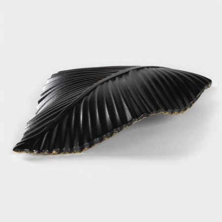 Fruit dish "leaf", 35.5 × 20 × 5 cm, gold color with black-2