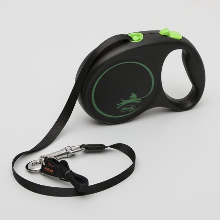 Roulette Flexi Black Design L (up to 50 kg) 5 m tape, black/green