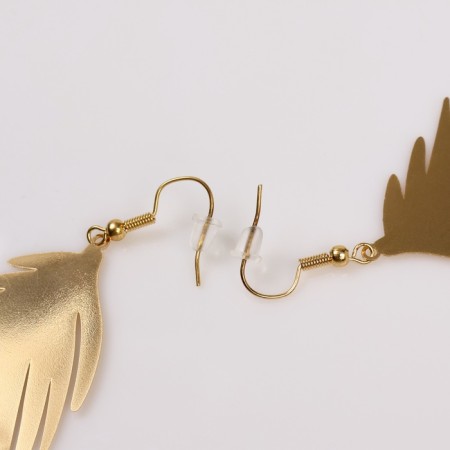 Earrings Metal "Fern" leaflet, color gold-1