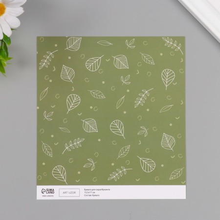 Scrapbooking paper bilateral "leaves" density 180 grams set 10 pcs 15.5x17 cm-2