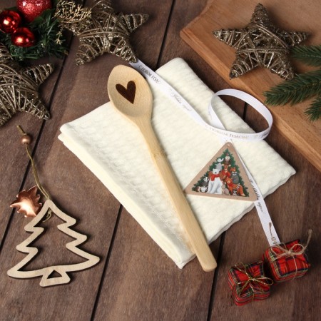 New Year. Set Gift shares Winter: white color, towel 35x60cm, HL 100%, VAF 220g/m2