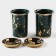 A set of ceramic stands for Gold cutlery, 19.5 × 9 × 18.5 cm, green color