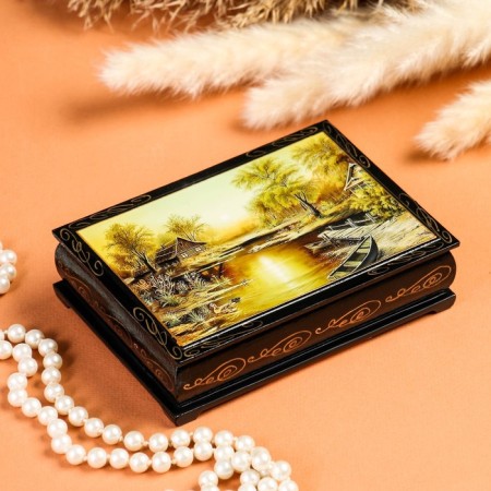 Casket "Sunset", 10 × 14 cm, lacquer miniature