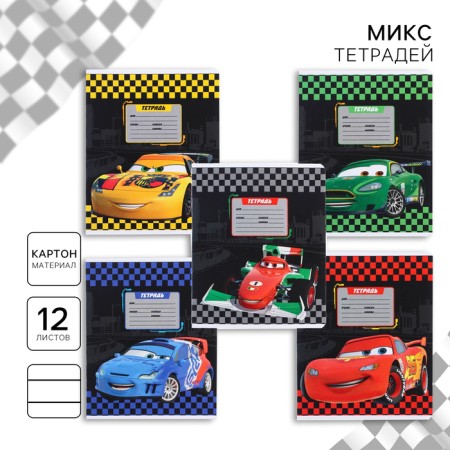 Notebook in a ruler of 12 sheets, 5 types of mix, cover coated cardboard, cars