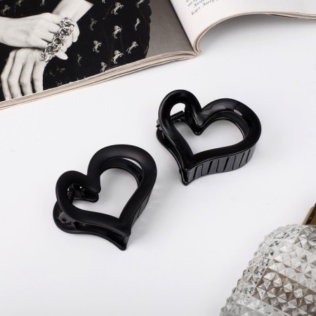 Hair crab "Heart" mix, 6.5 cm, black-1