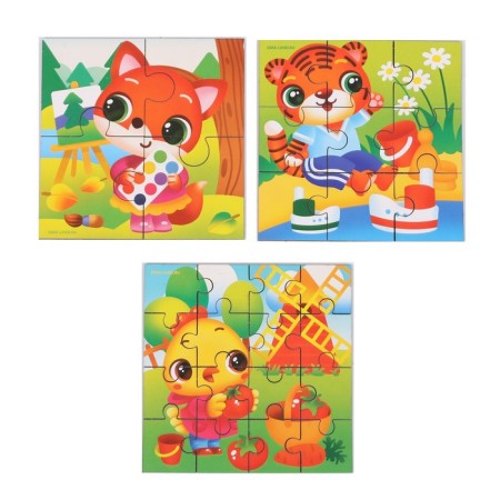 Puzzles 3 in 1 "Funny animals"-3