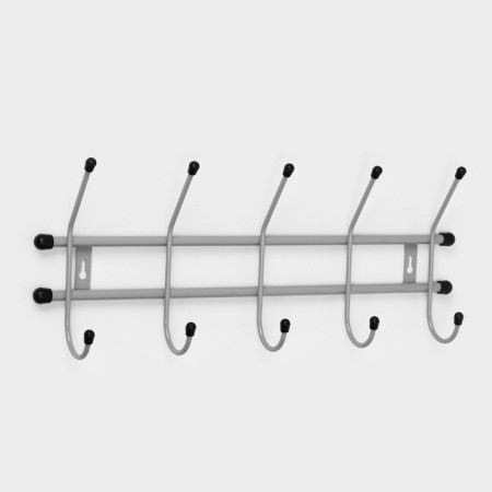 Wall hanger for 5 hooks “Standard 5”, 45 × 18 × 8 cm, color gray metallic