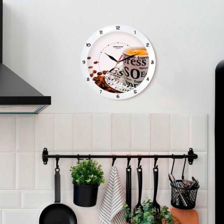 Wall clock, series: kitchen, "coffee", d-29 cm, white rim-3