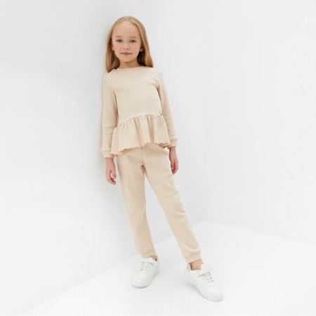 Kids (jumper, trousers) minku, beige color, height 110 cm-3