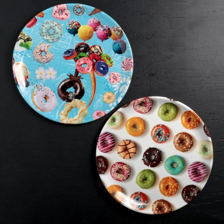 Plastic tray "Makaruns", D = 32 cm, MIX drawing-3