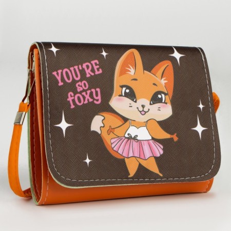 Bag children's fox, on the valve, chocolate color, 15x4x12 cm-1
