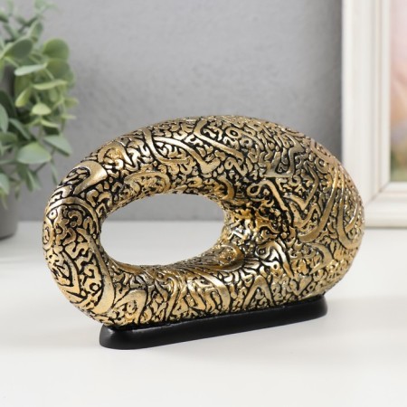 Souvenir Polystone "Obval of irregular shape with patterns" gold 20x6x10 cm-1