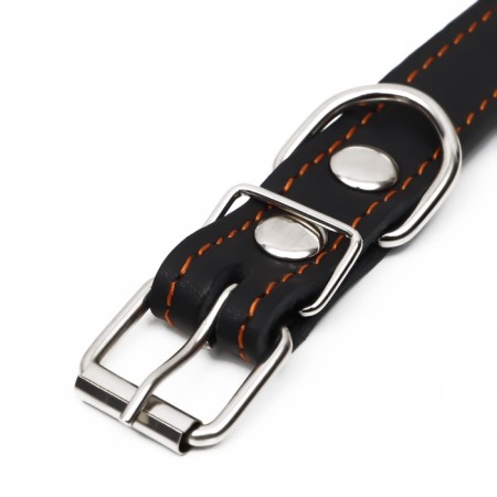 Leather collar on synthetic winterizer, dimensionless, 54 x 2.5 cm, Osh 19-47 cm, black-4