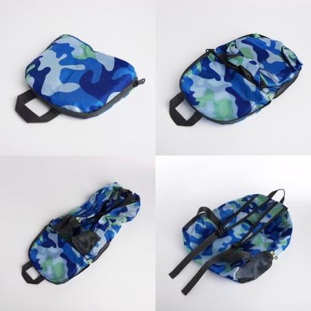 A backpack with a zipper, the color is blue/blue-7