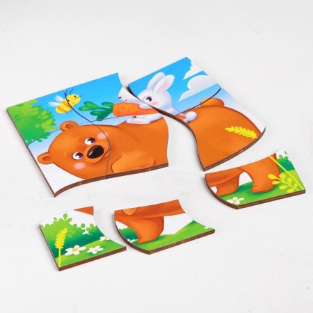 Puzzle split "Forest animals", 3 pictures in the frame-3