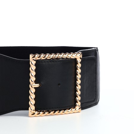Women's belt, width 7.5 cm, black color-4