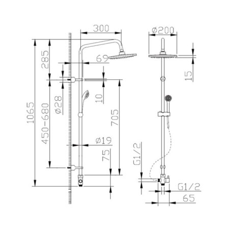 Shower column Bravat Fit r for shower without a mixer (upper shower of a round shape)-4