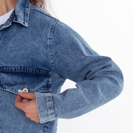 Denim shirt female, dark blue color, size S (42-44)-1