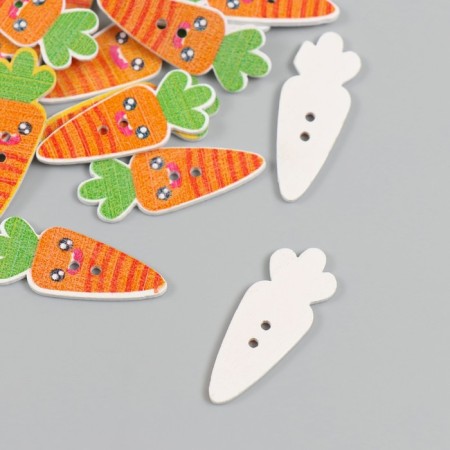 Buttons wood for creativity 2 punctures "Carrot-Smail" set 20 pcs 1.3x3.5 cm-1