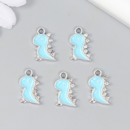 Decor for creativity metal, rhinestones "dinosaurus" silver 0.2x1.1x1.8 cm-2