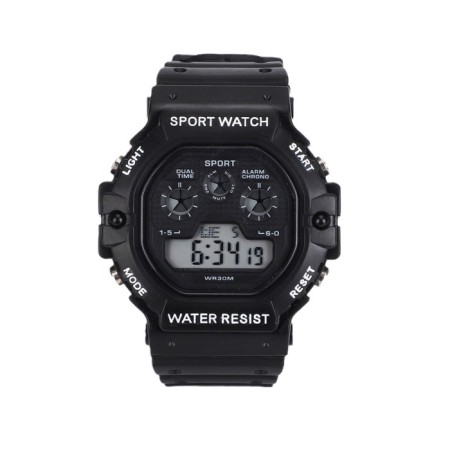 Electronic watches, alarm clock, 3 atm, d-4.6 cm, black
