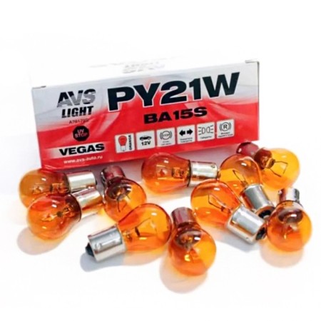 Avs Vegas 12 V car lamp, PY21W (BAU15S), Orange, displaced pin, set 10 pcs 478459
