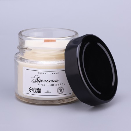 Aromatic candle made of soy wax in a bank, 75 g, orange and black pepper-1
