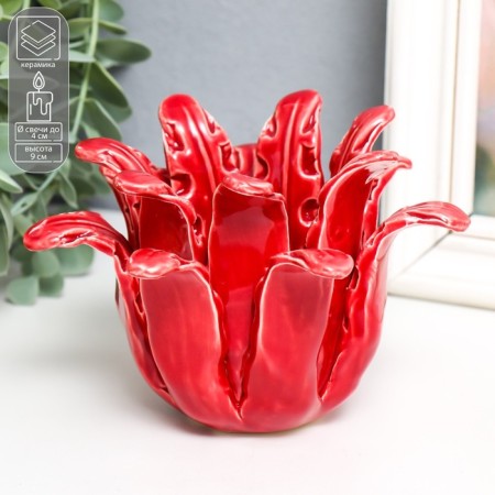 Ceramics candlestick per 1 candle of "rugula "d-4.2 cm red 14x13x9 cm