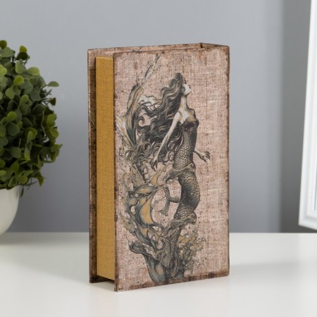 Safe-book wood, leatherette "Mermaid" 21x13x5 cm-4