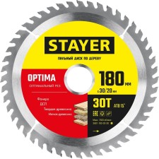 Диск пильный STAYER 3681-180-30-30_z01, по дереву, оптимальный рез, 30T, 180 х 30/20 мм