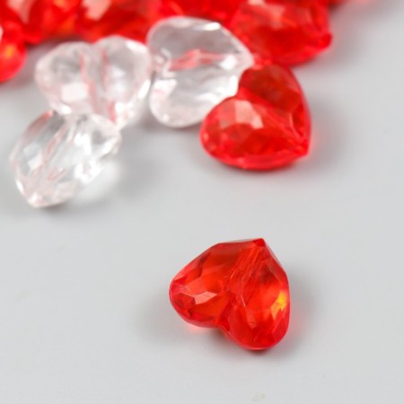 Beads for creativity plastic "Heart with faces" Transparent set 20 grams 0.9x1.6x1.8 cm-2