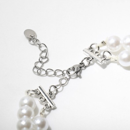 Pearl pearl "butterfly", white color in silver, 30 cm-1