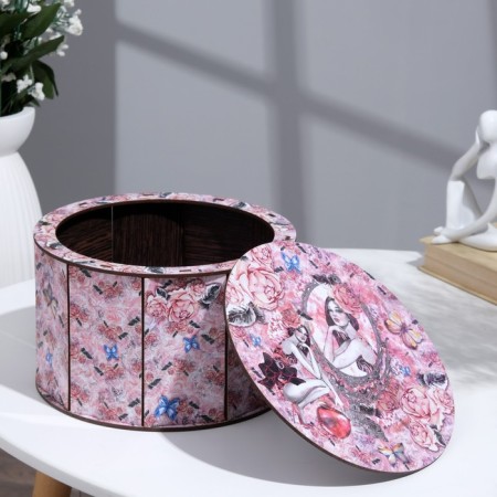 Casket Round "Pink", D-20cm, H-12.5cm-1