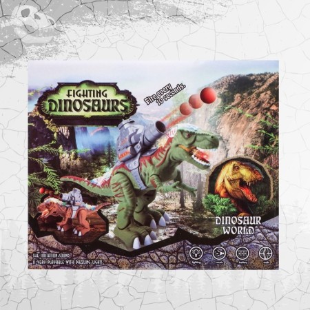 Dinosaur "Rex", shoots balls, works from batteries, light and sound, green color-6
