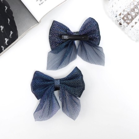 Hair clip "Marta" (set 2 pcs) shine, 7.5 cm, blue-1